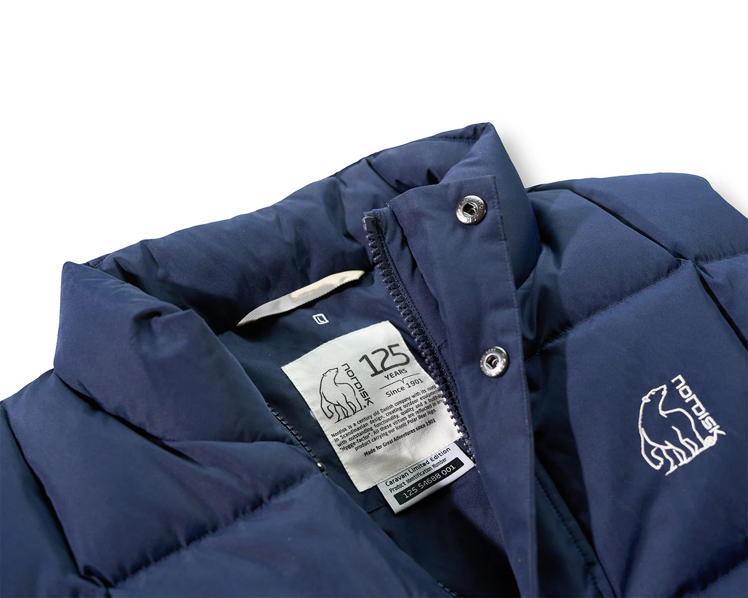 125 Jahre Caravan Unisex Daunenweste - Maritime Blue - Image 3