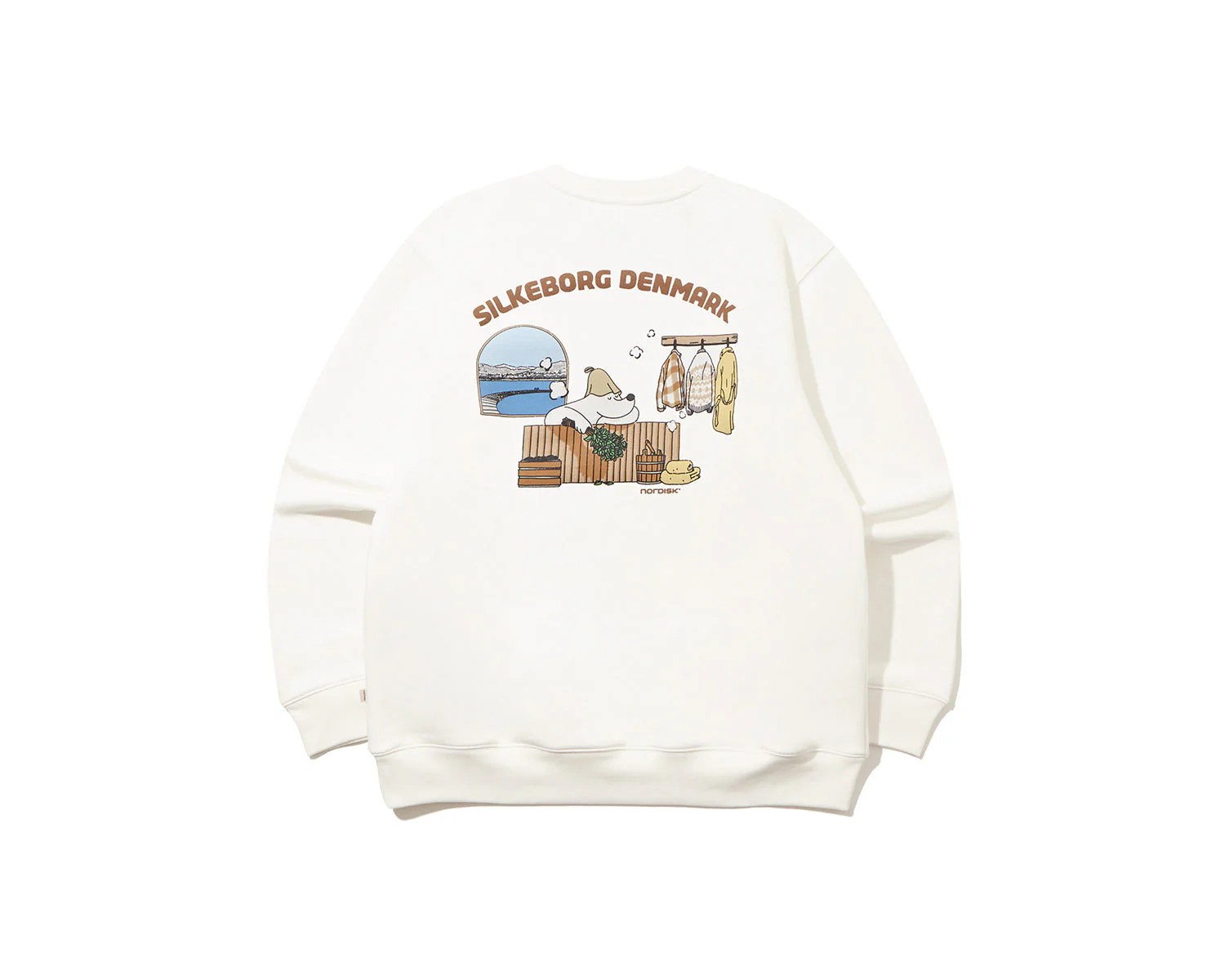 Cartoon Sauna Eisbär Graphic Sweatshirt Unisex - Off White - Image 2