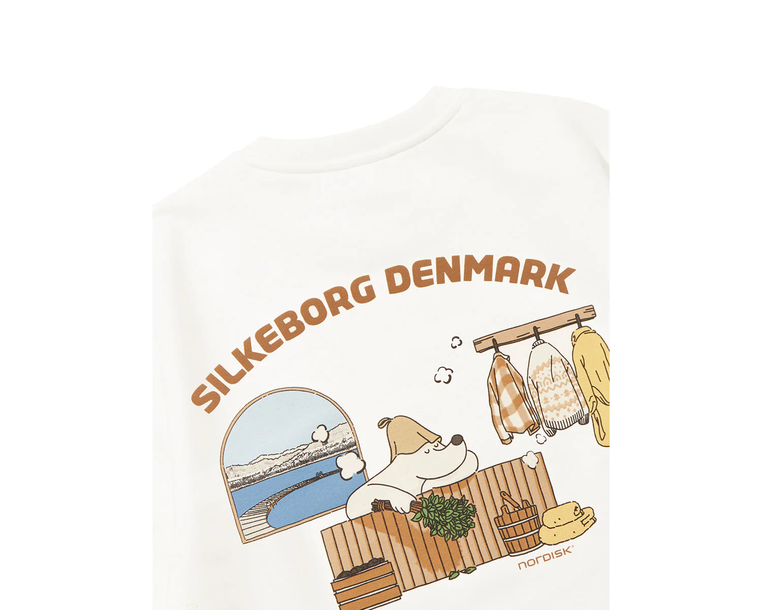 Cartoon Sauna Eisbär Graphic Sweatshirt Unisex - Off White - Image 4