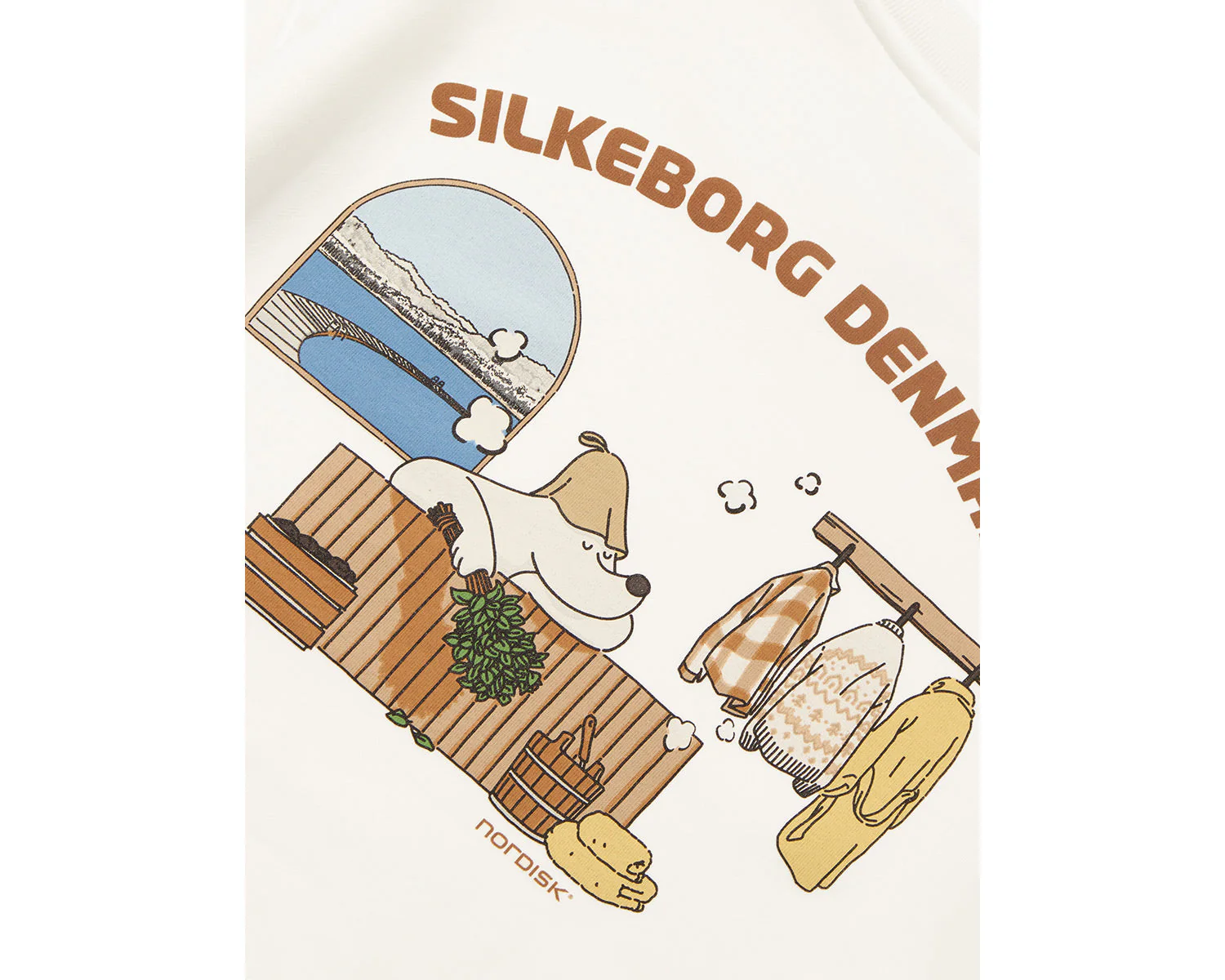 Cartoon Sauna Eisbär Graphic Sweatshirt Unisex - Off White - Image 7