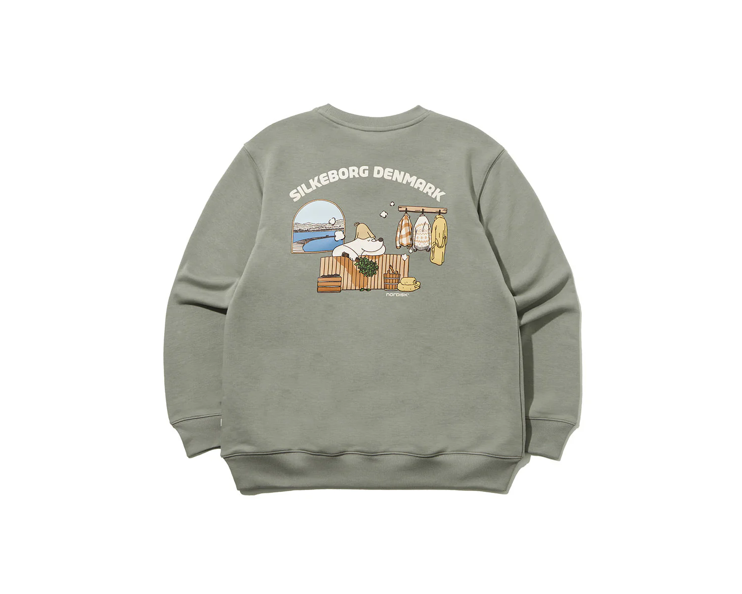 Cartoon Sauna Eisbär Graphic Sweatshirt Unisex - Jade - Image 2
