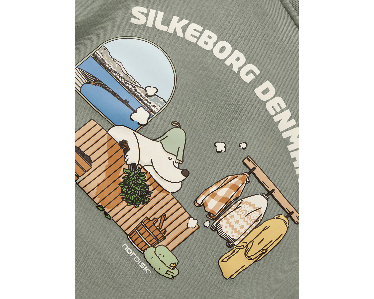 Cartoon Sauna Eisbär Graphic Sweatshirt Unisex - Jade - Image 7