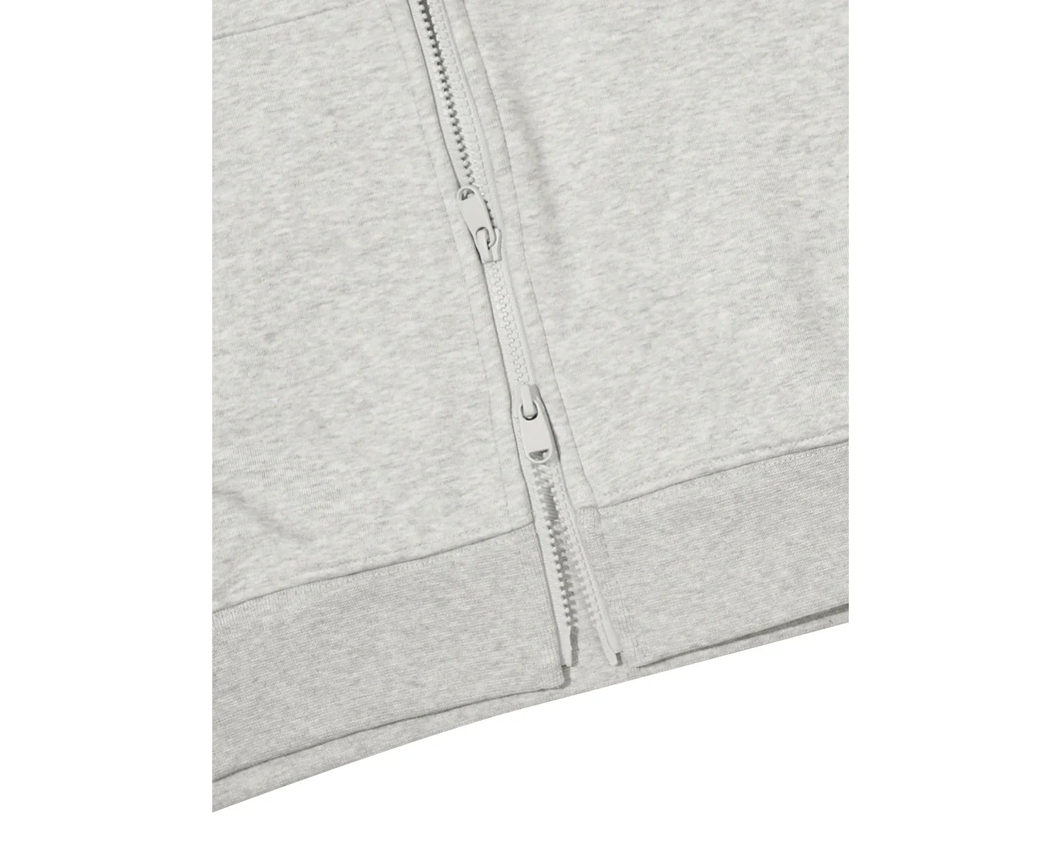 Basic Zip-Up Hoodie Unisex - Light Grey - Image 3